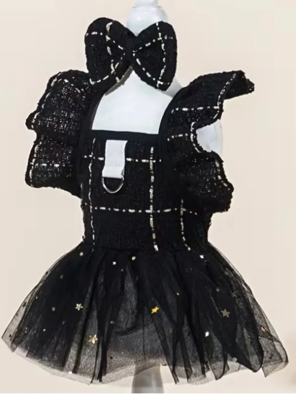 Black Star Tulle Kids Costume Dress with Bow